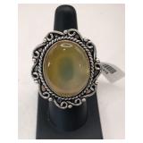 German silver yellow onyx ring size 7.   .575oz