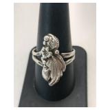 Silver Navajo leaf ring marked unreadable size