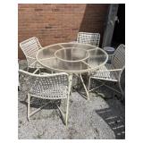 48 inch around outdoor dining table with four