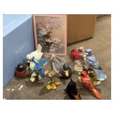 Ceramic, resin, & mechanical birds, duck,