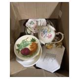 Painted ceramic plates, mother & sister pieces,
