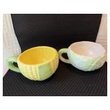 Corn soup mug, cabbage, soup bowl.