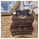 5 stackable wood ashtray with hand paint Mexican