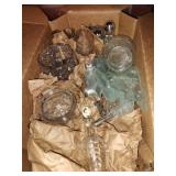 Box of salt & pepper shakers, candy dish, butter