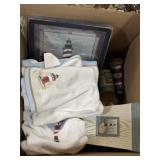 Lighthouse themed decor, towels, and more