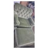 Oakbrook Green velvet chair with Ottoman