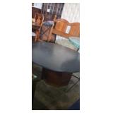 Round slate ï¿½ top wooden base coffee table needs