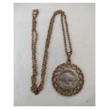 14k goldfield neck Buffalo charm necklace.