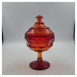 Westmoreland red and amber pedestal covered candy