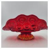 L.E. Smith red moon and stars banana dish 4.5in