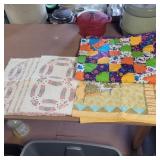 Quilted baby blanket, throw and placemats