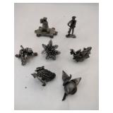 Pewter figurines flowers leaf  soldier bear