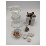 Ceramic ring box miniatures clear candle holder