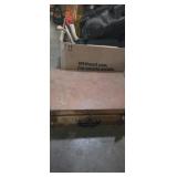 Wooden tool box with assorted hand tools , and