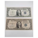 2 1935 Blue seal dollar silver certificate