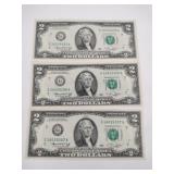 3 1976 consecutive $2 bills