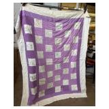 60x80 handmade purple and white quilt embroidered