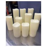 10 Ivory-colored flameless LED pillar candles
