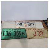3 license plates 68,82,unmarked