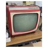 Admiral Deluxe 13 red vintage television set