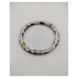 White cloisonne enamel hand painted hinged bangle