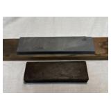 2 sharpening whetstones 1 with wood base