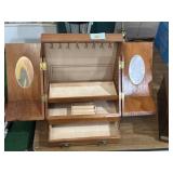 Table top wooden fold out jewelry box 13-14' tall