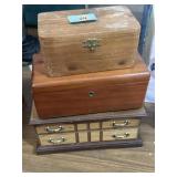 Three wooden jewelry boxes 1 with contents