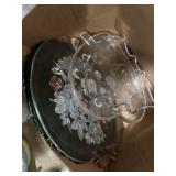 heart-shaped clear glass serving dish,