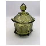 Vintage 6 inch green coin and dot dish.