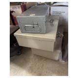File box, 2 lock boxes w/ keys, & pleated folding