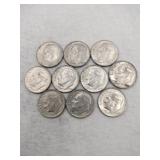 10 1964 silver dimes