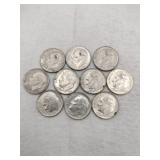 10 1963,1964 silver dimes
