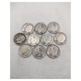 10. 1956,1957 silver dimes