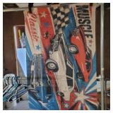 Muscle car fabric wall hanging 47 x 32