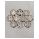 10 1951,1952 silver dimes