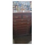 Wooden tall boy dresser 6 drawers unknown make