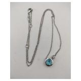 Silver Gabriel & Co bluestone necklace marked 925