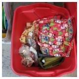 Tote with lid with Christmas purses, and other