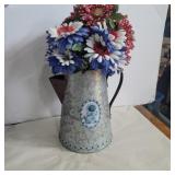 Decorative galvanized coffee pit with flowers