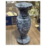 8.5' etched gray and black marble vase