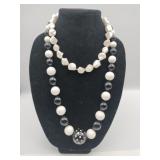 Black/white large beaded necklace