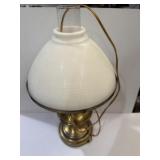 Brass lamp with white shade