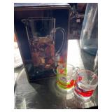 Colony handmade crystal pitcher, and two Garfield