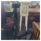 Small wood endtable and painted plant stand