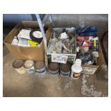 Mix of paint, random hardware, rope, lawnmower