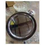 19 inch stainless serving dish, glass, serving