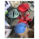 Two hummingbird feeders garden decoration and
