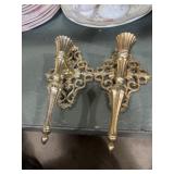 2 cast-iron wall sconce candle holders