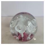 St. Clair pink and white paperweight 3.5in tall